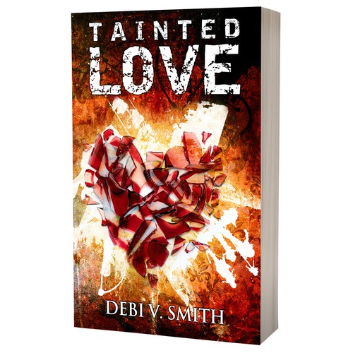 Paperback book cover with the title 'Book cover design - Tainted Love by author Debi V. Smith'