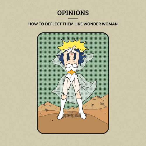 Superhero artwork with the title 'Illustration for wedding planning guide'