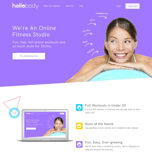 HTML website with the title 'Health and Fitness'