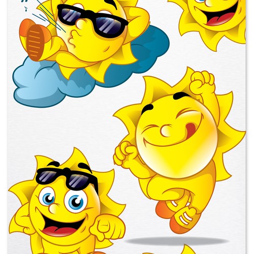 Illustration with the title 'Create a winning fun cartoon sun character'