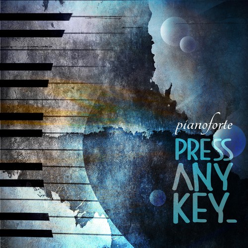Piano artwork with the title 'pianoforte debut album cover design'