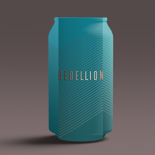 Beer can design with the title 'Rebellion beer'