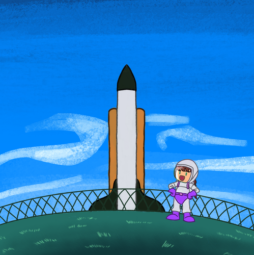 Launch design with the title 'Girl astronaut'