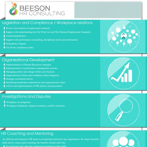 HR design with the title 'Beeon HR Consulting Infographic'