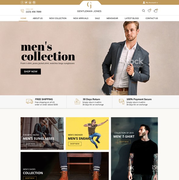 Ecommerce website with the title 'High end design for premium ecommerce menswear store'