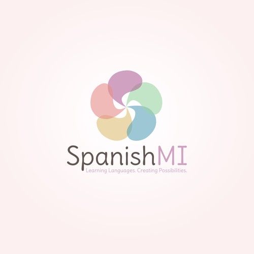 Speech bubble logo with the title 'Language learning for kids'