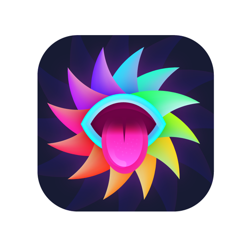IOS design with the title 'Trippy, Psychedelic App Icon'