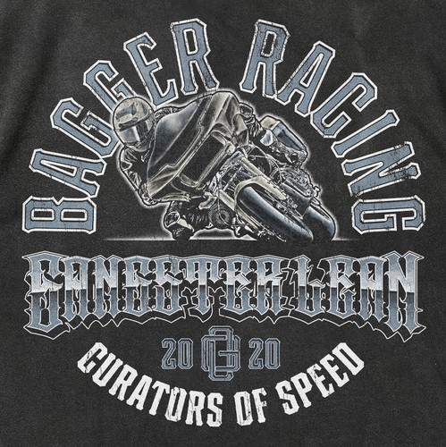 Motorcycle t-shirt with the title 'Bagger Racing League'