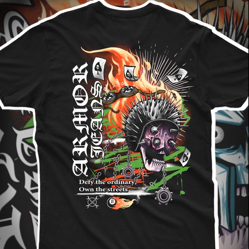 Horror t-shirt with the title 'ARMOR JEANS'