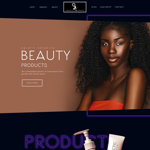 Bold website with the title 'Homepage of a cosmetic products'