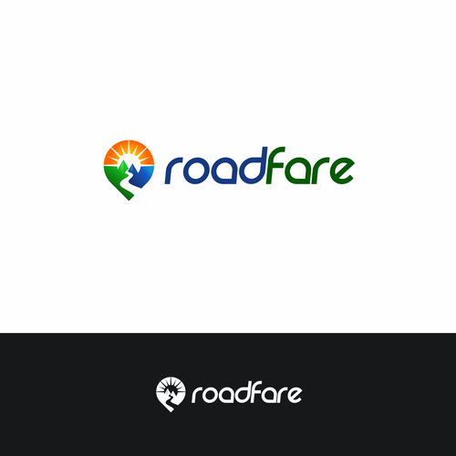 Road design with the title 'Mountain logo for travel accessories brand'