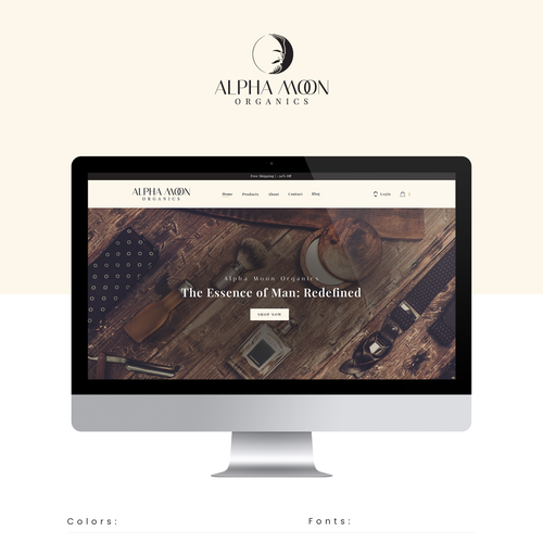 Organic website with the title 'Alpha Moon Organics'