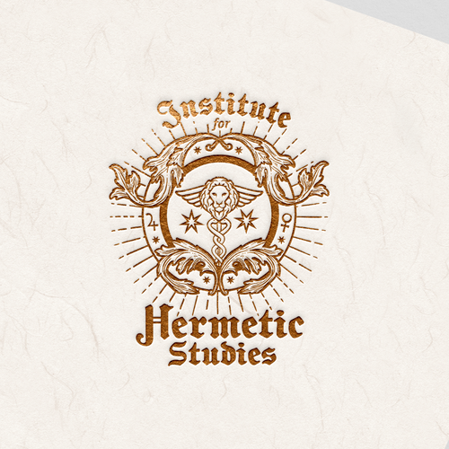 Esoteric logo with the title 'Heraldic Logo for the Insitute of Hermetic studies'