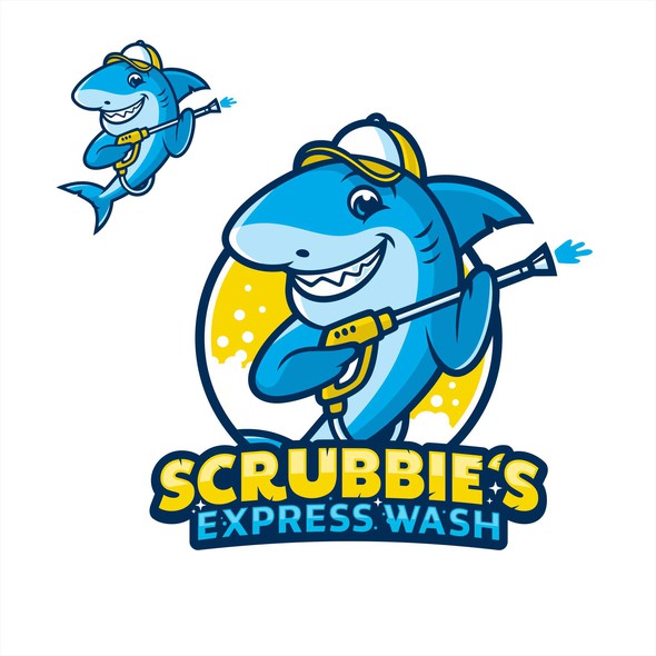 Carwash logo with the title 'Mascot Car Wash, Carwash Mascot Logo, Car Washing Logos - Scrubbie’s'