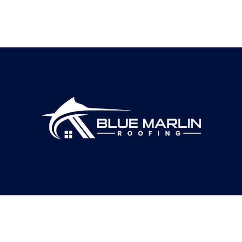 Marlin logo with the title 'Blue Marlin Logo for Roofing Company'