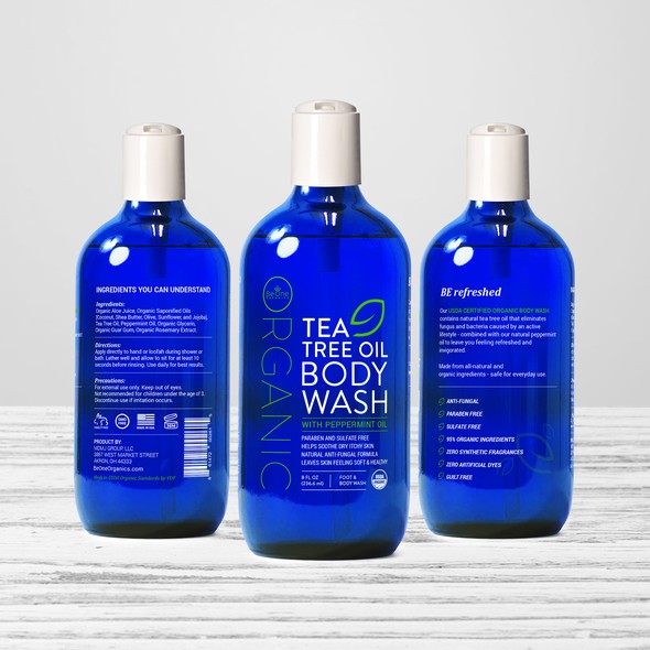 Industrial label with the title 'Bottle Label design for Organic Body Wash'