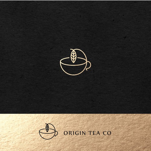 Mug logo with the title 'Origin Tea Co Logo Design'