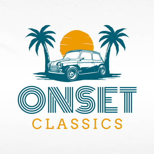 Vintage car logo with the title 'Retro Car Logo Design for Onset Classics'