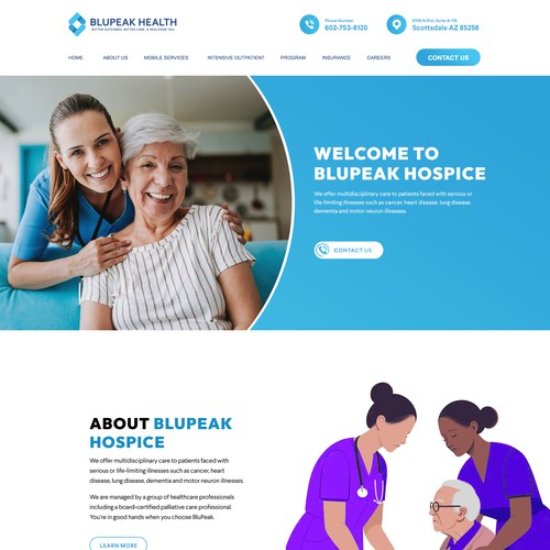 Health website with the title 'Blue Peak Health'
