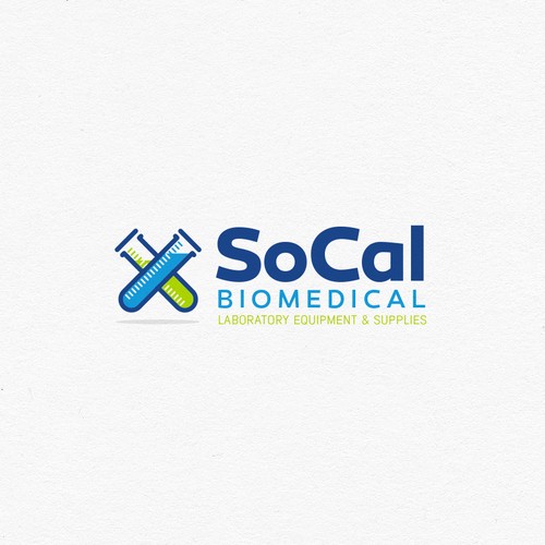 Heavy equipment logo with the title 'SoCal Biomedical Logo proposal'
