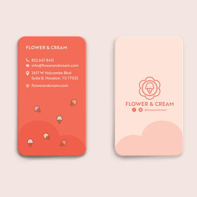 Business card for flower&cream ice cream shop