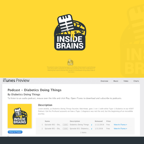 ITunes design with the title 'Inside brains'