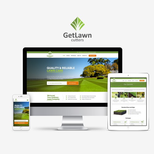 Landscape design with the title 'Website design for lawn care business'