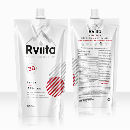 Craft packaging with the title 'Design for luxury energy drink'