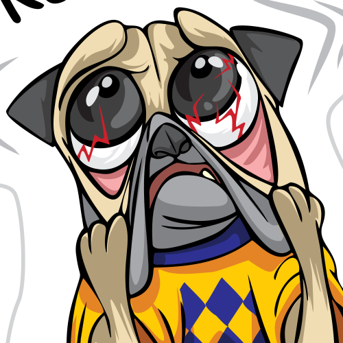 Pug design with the title 'Frustrated Pugg Emoji'