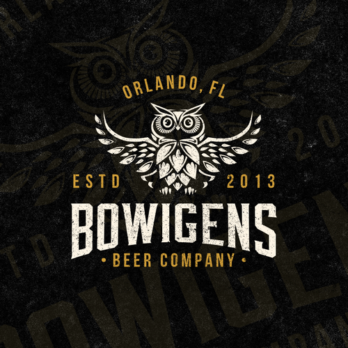 Owl logo with the title 'Bowigens Beer Company'