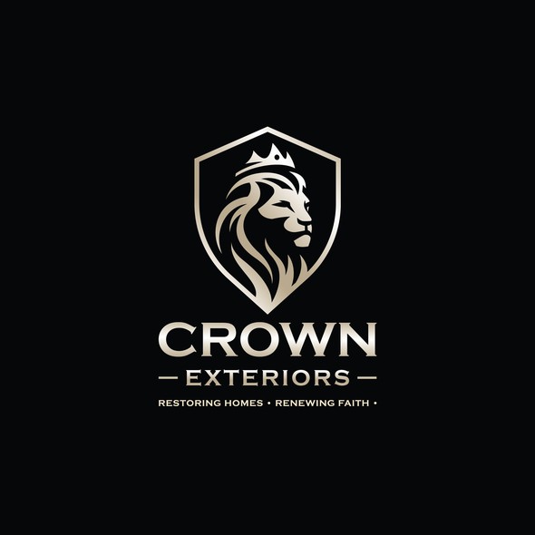 Shield logo with the title 'Crown Exteriors Logo'