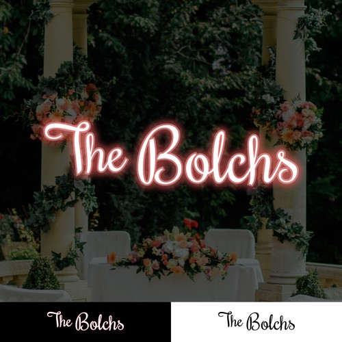 Romantic logo with the title 'The Bolchs Neon Wedding Sign'
