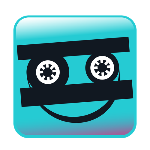 Button logo with the title 'Happy VHS Tape'