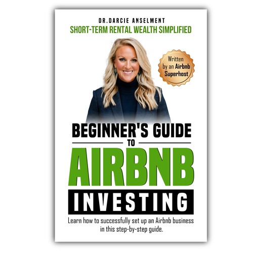Airbnb design with the title 'Deginner's Guide to Airbnb Investing eBook cover'