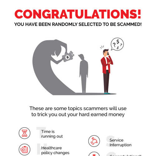 Thinking design with the title 'Think Scam Infographic'