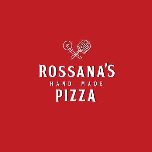 Pizza packaging with the title 'Rossana's hand made pizza'