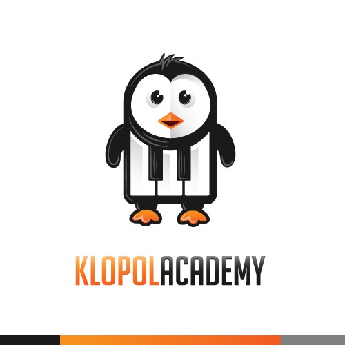 Academy logo with the title 'Logo for online piano academy with a penguin'