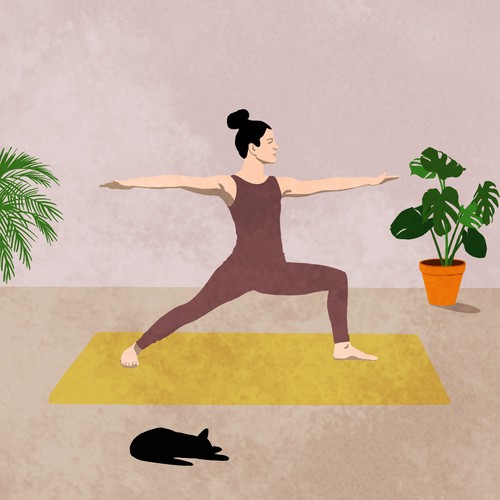 Yoga illustration with the title 'Yoga'
