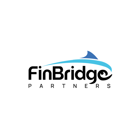Bridge symbol logo with the title 'FinBridge Partners – The Flow of Financial Innovation'