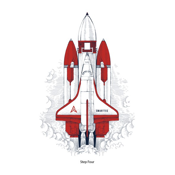 Process illustration with the title 'Smarttec set of rocket illustrations'