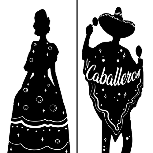 Silhouette artwork with the title 'Bathroom sign 5'