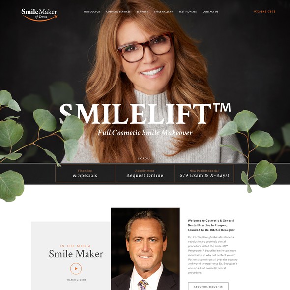 Dental website with the title 'Website Promoting The SmileLift Procedure'