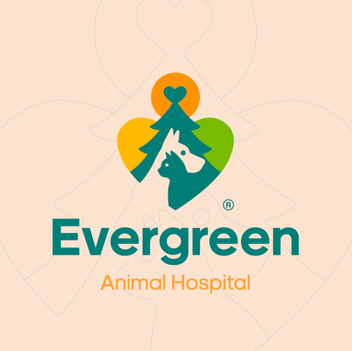 Cat brand with the title 'evergreen boutique veterinary'