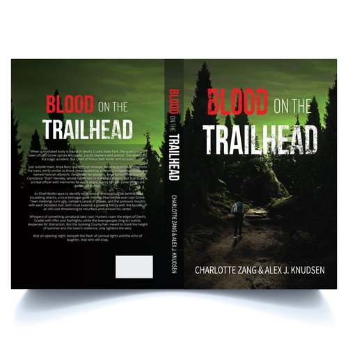 Grunge book cover with the title 'Book Cover Design Concept for "Blood on the Trailhead"'