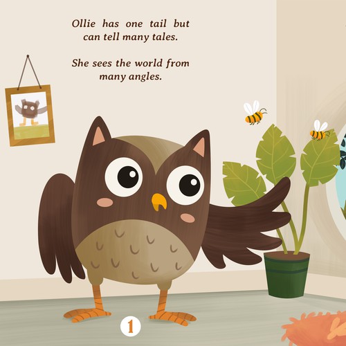 Owl design with the title 'Ollie '