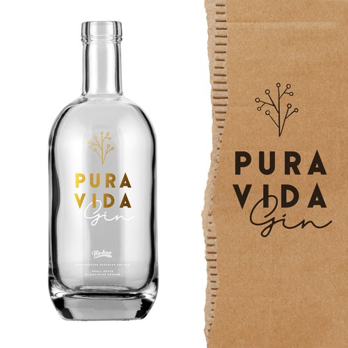 Gin packaging with the title 'Austrian Dry Gin Design'