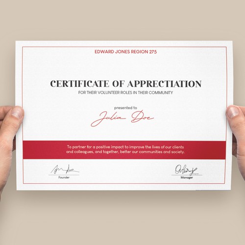 Certificate design with the title 'Certificate of appreciation'