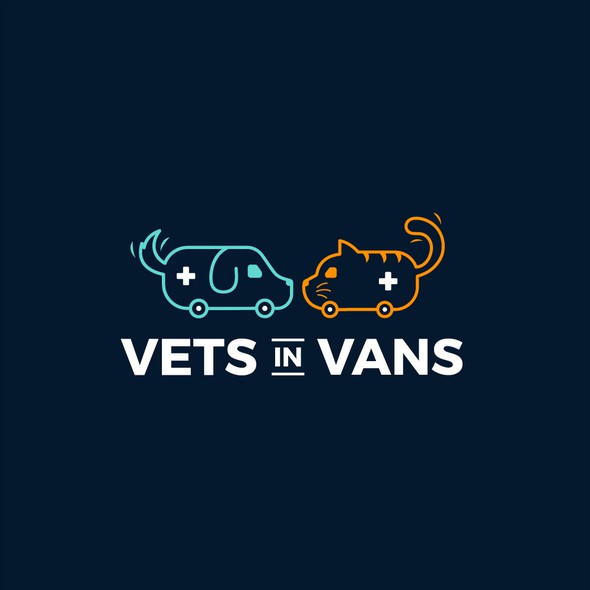Cute dog logo with the title 'Vets in Vans'