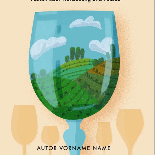 Wine glass design with the title 'Book cover design about wine'