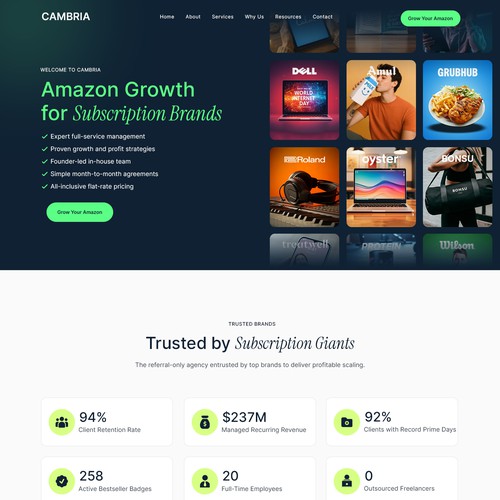 Website with the title 'Cambria'